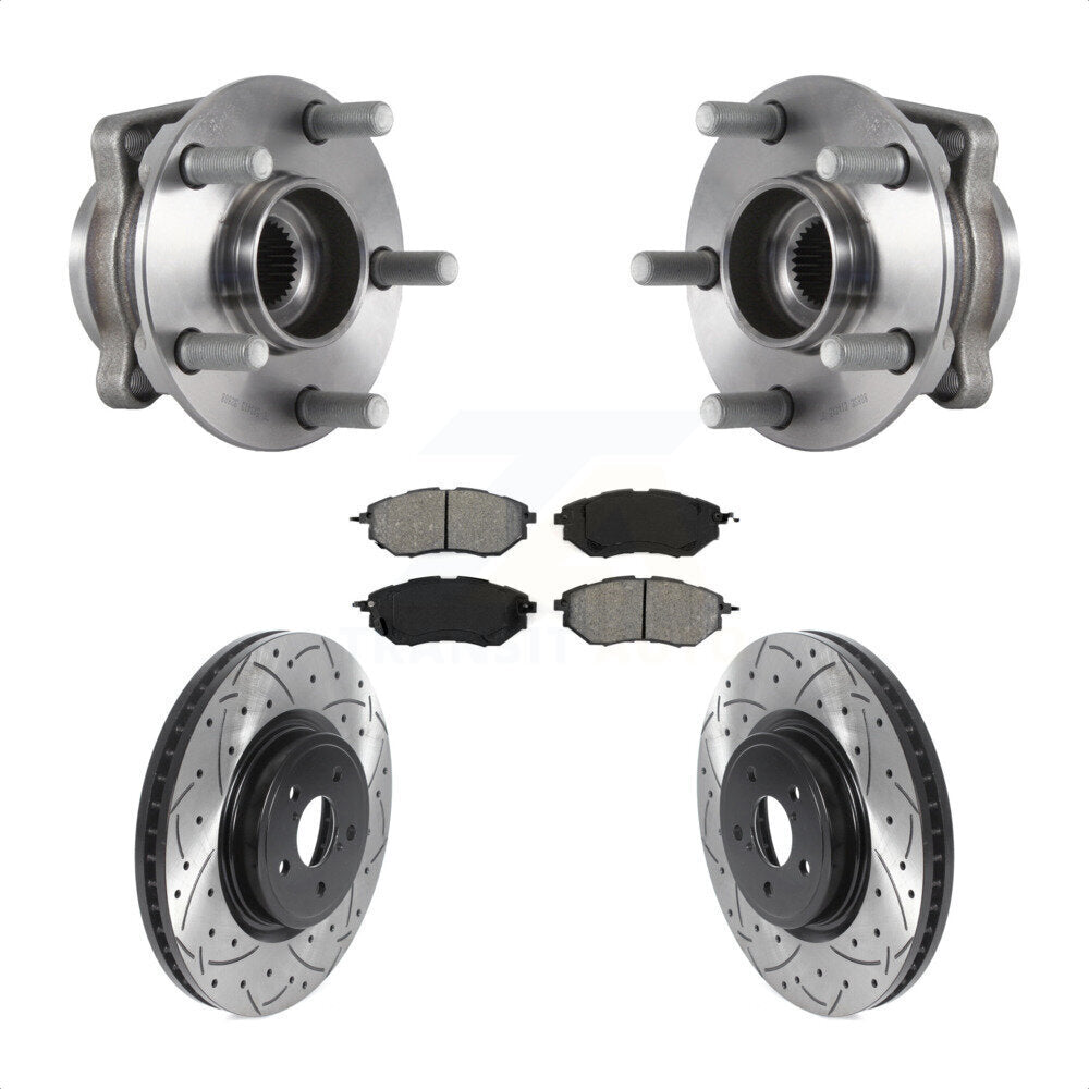 Front Hub Bearing Assembly Coated Drill Slot Brake Rotor Pad Kit For Subaru Forester 2.0L KBB-115917