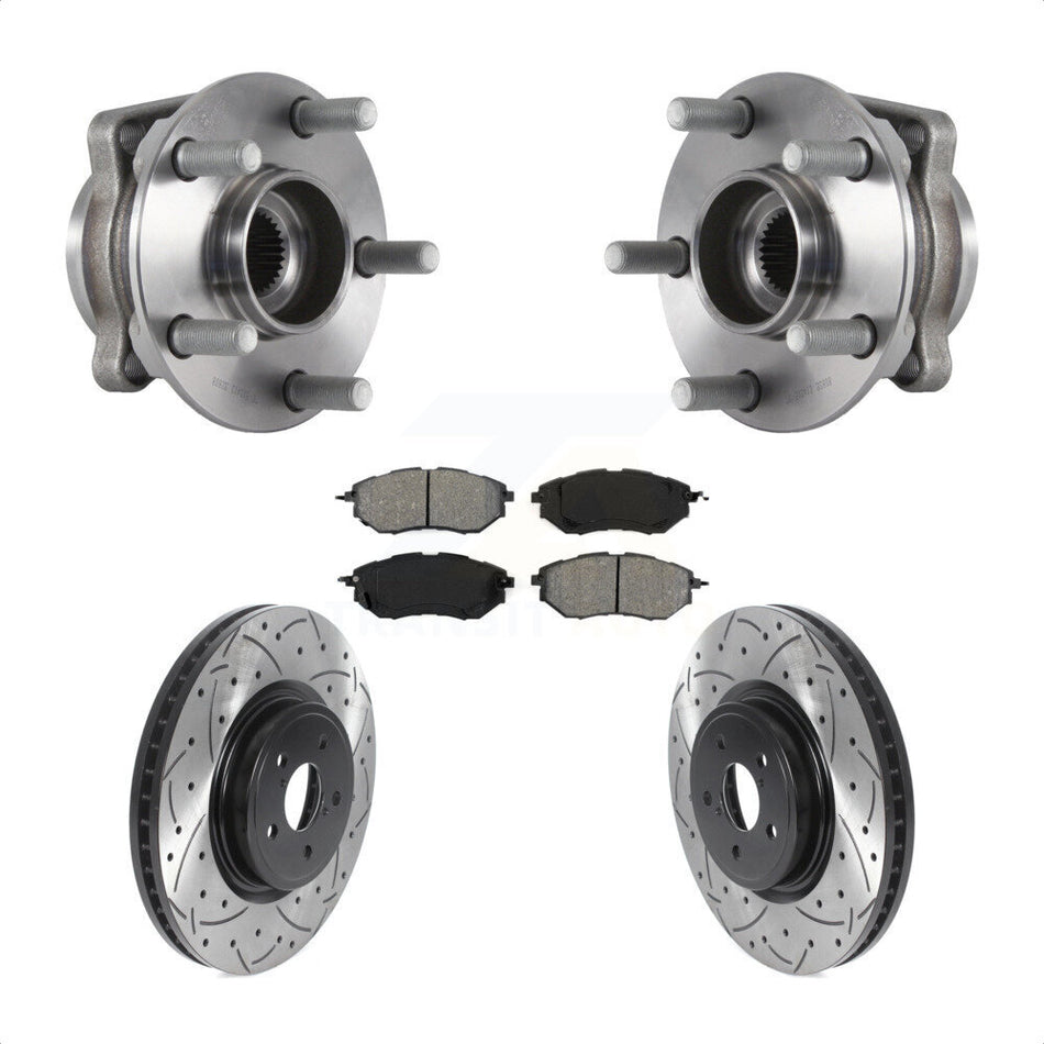 Front Hub Bearing Assembly Coated Drill Slot Brake Rotor Pad Kit For Subaru Forester 2.0L KBB-115917