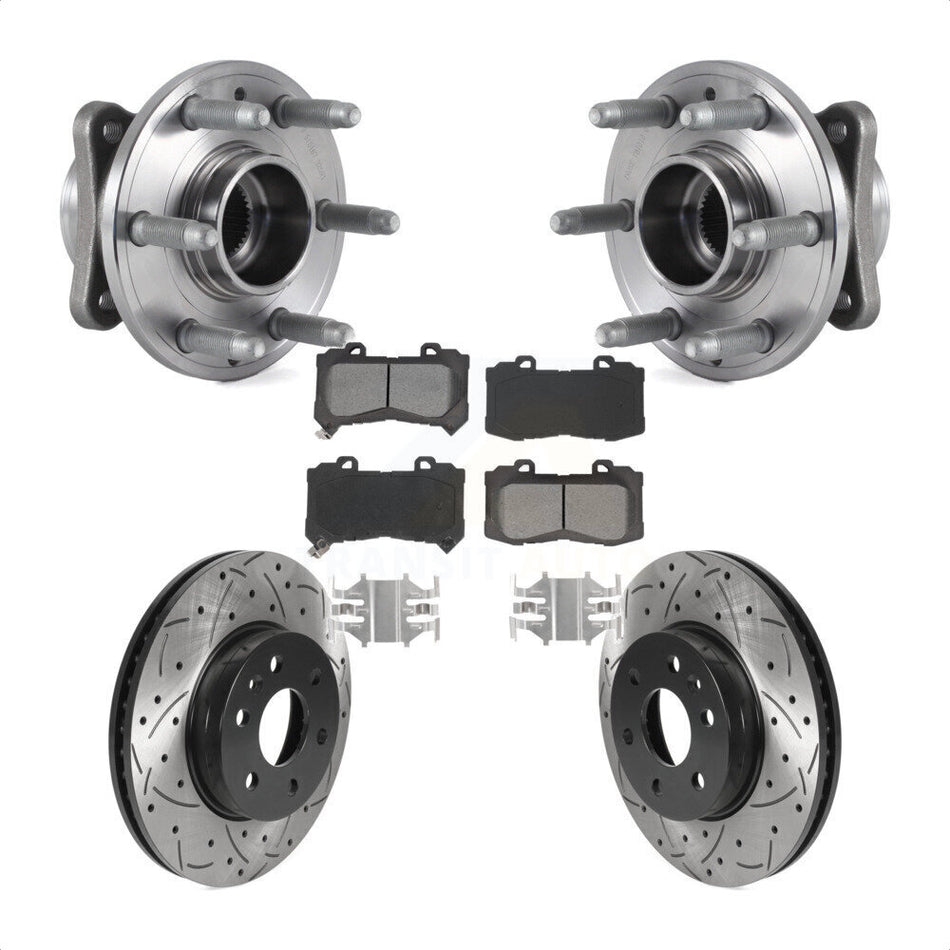 Front Hub Bearing Assembly With Coated Drilled Slotted Disc Brake Rotors And Semi-Metallic Pads Kit For 2015-2020 Chevrolet Colorado GMC Canyon 4WD KBB-115924
