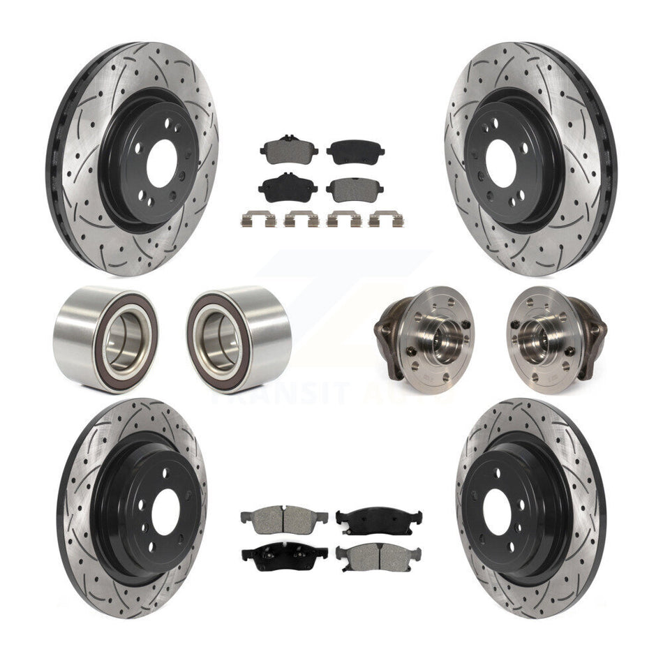Front Rear Wheel Hub Bearings Assembly Coated Disc Brake Rotors And Semi-Metallic Pads Shoes Kit (10Pc) For Mercedes-Benz ML350 GLE350 ML250 GLE300d KBB-115932
