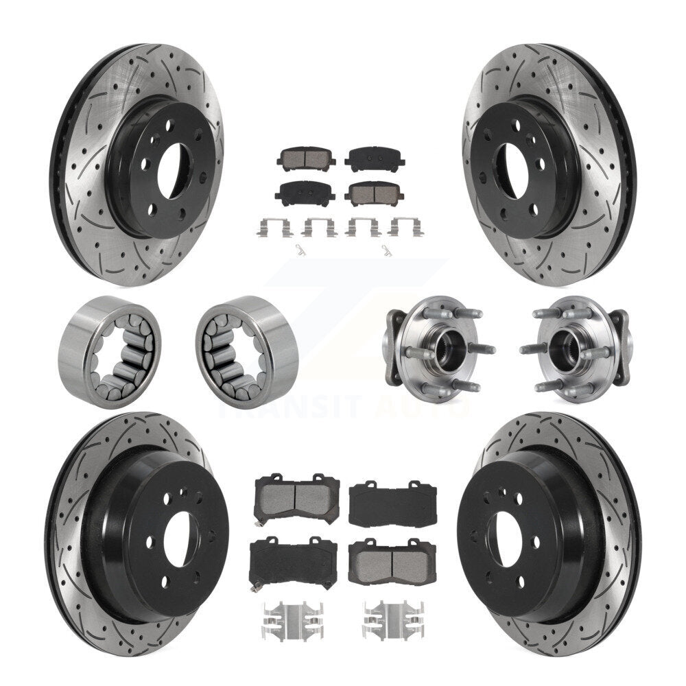 Front Rear Hub Bearing Coated Brake Rotor Pads Shoe Kit (10Pc) For Chevrolet Colorado GMC KBB-115933