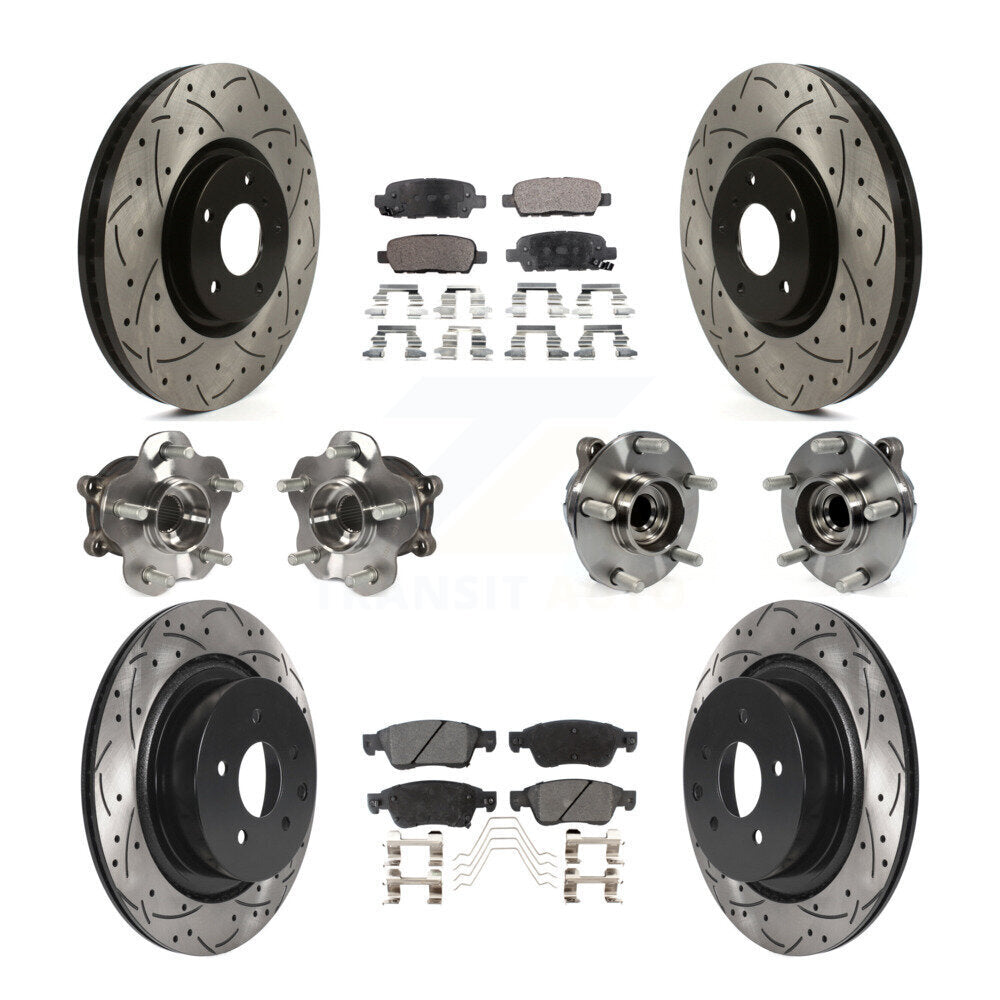 Front Rear Hub Bearings Coated Disc Brake Rotors And Pads Kit (10Pc) For INFINITI G35 Q60 KBB-115942