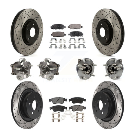 Front Rear Hub Bearings Coated Disc Brake Rotors And Pads Kit (10Pc) For INFINITI G35 Q60 KBB-115942