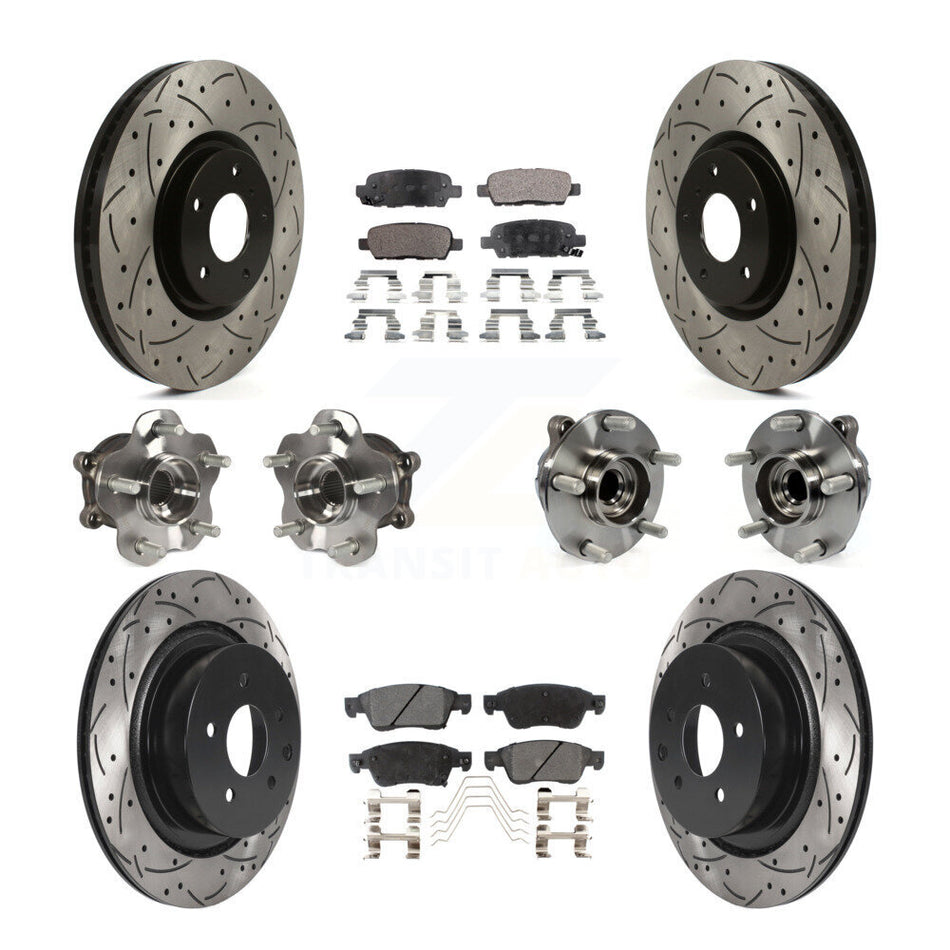 Front Rear Hub Bearings Coated Disc Brake Rotors And Pads Kit (10Pc) For INFINITI G35 Q60 KBB-115942