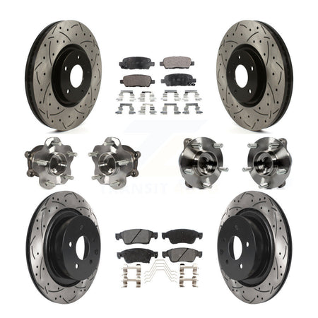 Front Rear Hub Bearings Coated Disc Brake Rotors And Pads Kit (10Pc) For INFINITI G35 Q60 KBB-115944