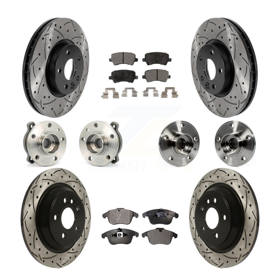 Front Rear Hub Bearing Coated Disc Brake Rotor Pad Kit (10Pc) For 2013-2014 Volvo S60 AWD KBB-115955