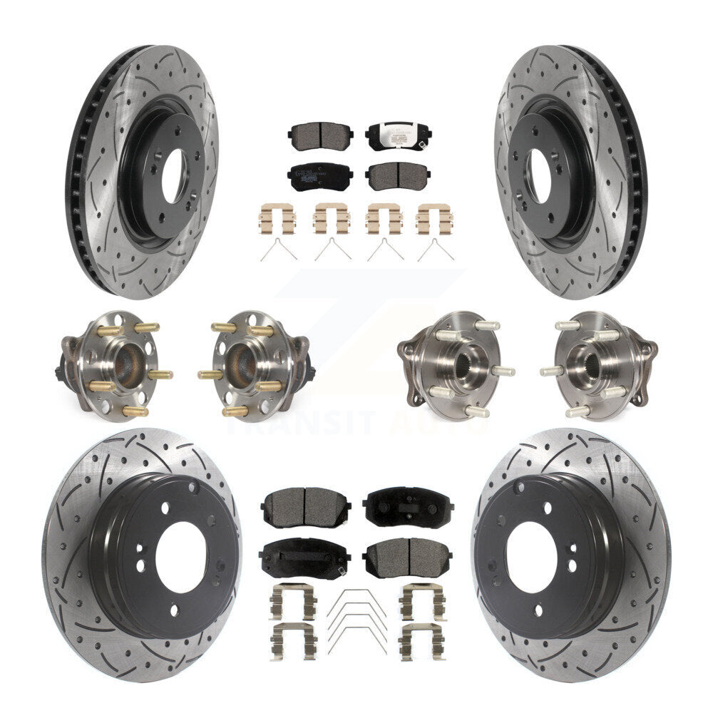 Front Rear Hub Bearing Coated Disc Brake Rotor And Ceramic Pads Kit (10Pc) For Kia Optima KBB-115971