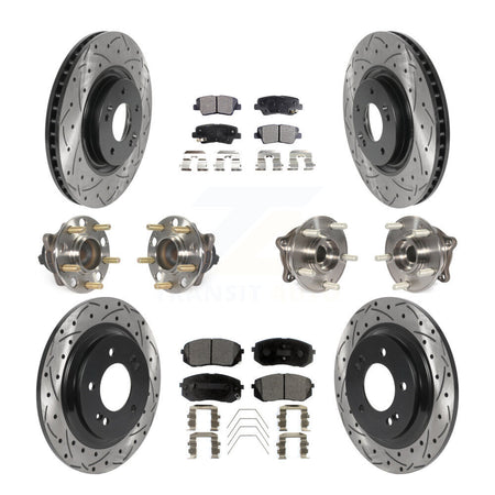Front Rear Hub Bearing Coat Brake Rotor Pad Kit (10Pc) For 2016 Hyundai Sonata GAS engine KBB-115972