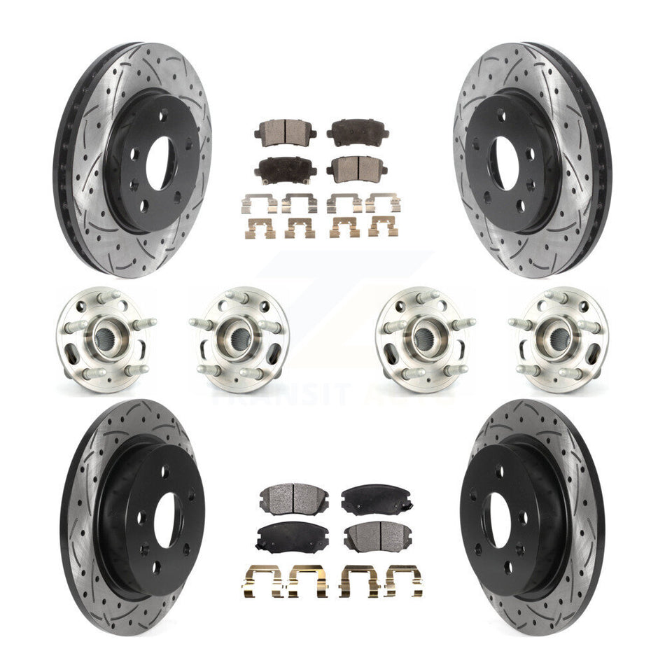 Front Rear Hub Bearings Assembly Coated Disc Brake Rotors And Ceramic Pads Kit (10Pc) For 2013-2015 Chevrolet Malibu Naturally Aspirated KBB-115991