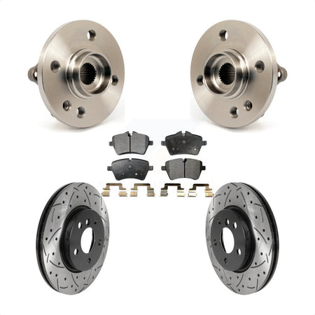 Front Hub Bearing Assembly Drill Slot Brake Rotor Pads Kit For 2014-2015 Mini Cooper 1.6L KBB-116019