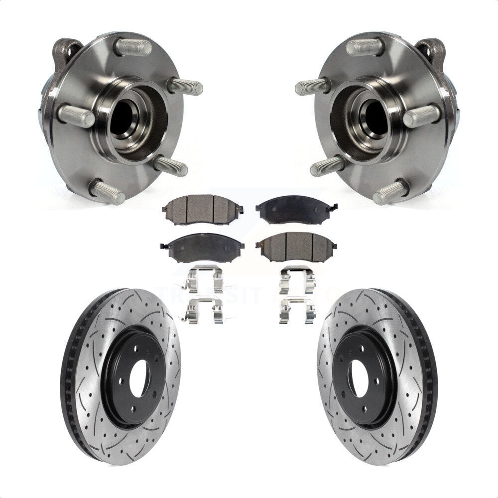Front Hub Bearing Assembly Coat Drill Slot Brake Rotor Pad Kit For INFINITI FX35 FX37 RWD KBB-116026