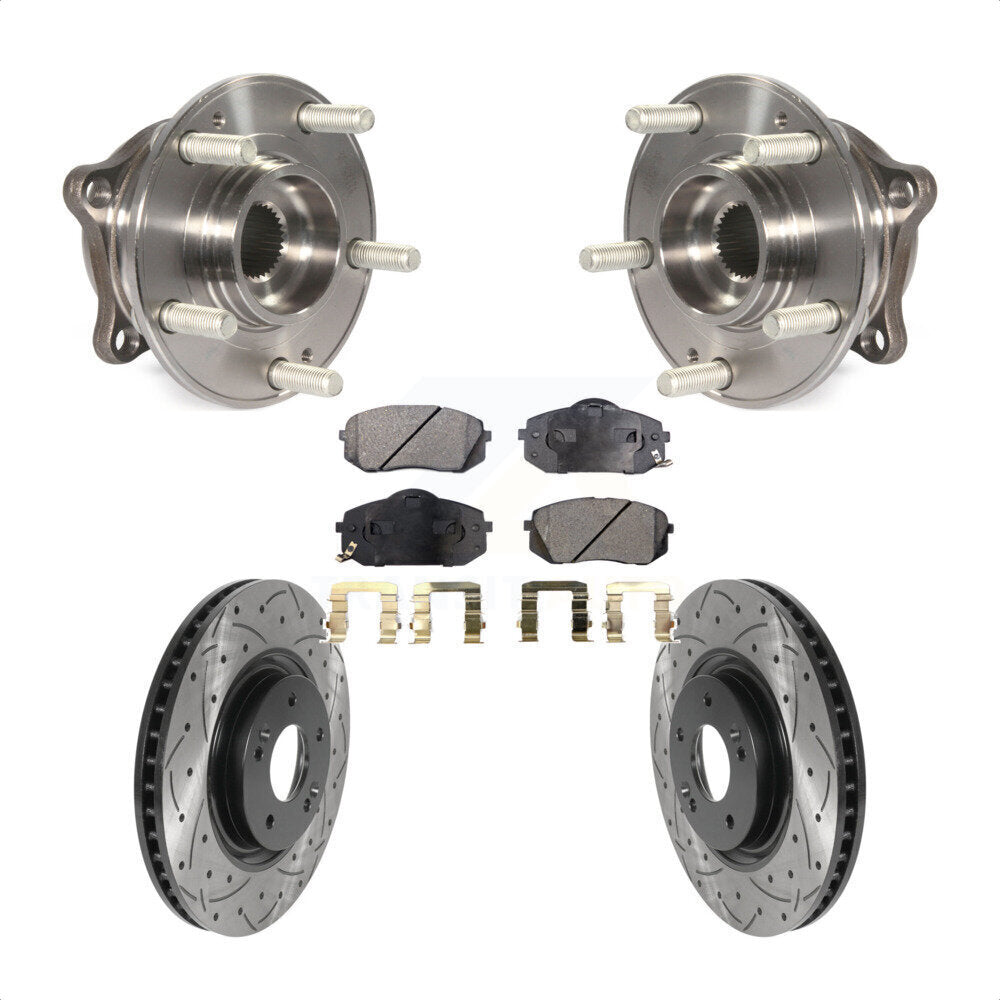 Front Hub Bearing Drilled Slot Brake Rotor Pads Kit For Hyundai Tucson Sonata Kia Cadenza KBB-116032