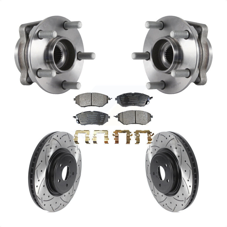Front Hub Bearing Assembly With Coated Drilled Slotted Disc Brake Rotors And Ceramic Pads Kit For Subaru Forester 2.0L KBB-116035