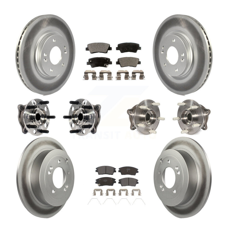 Front Rear Hub Bearings Assembly Coated Disc Brake Rotors And Semi-Metallic Pads Kit (10Pc) For Hyundai Tucson Kia Sportage KBB-116072