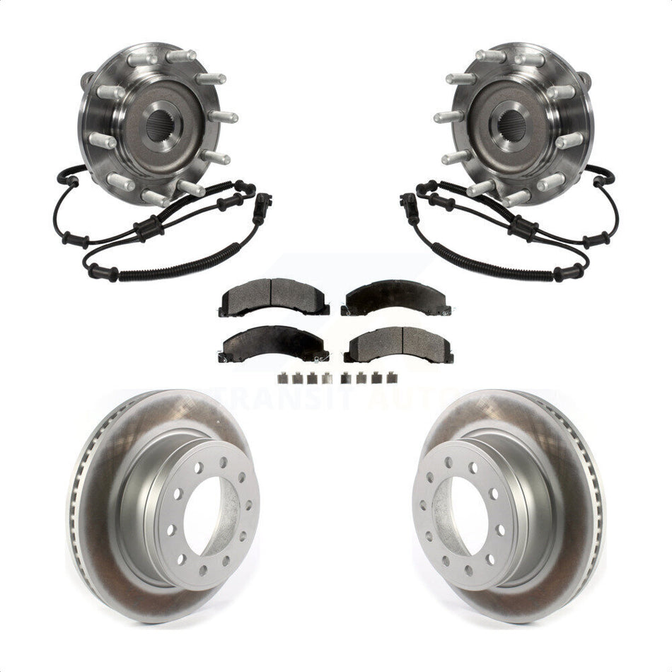 Front Hub Bearing Assembly With Coated Disc Brake Rotors And Semi-Metallic Pads Kit For Ram 5500 Dodge 4500 KBB-116076