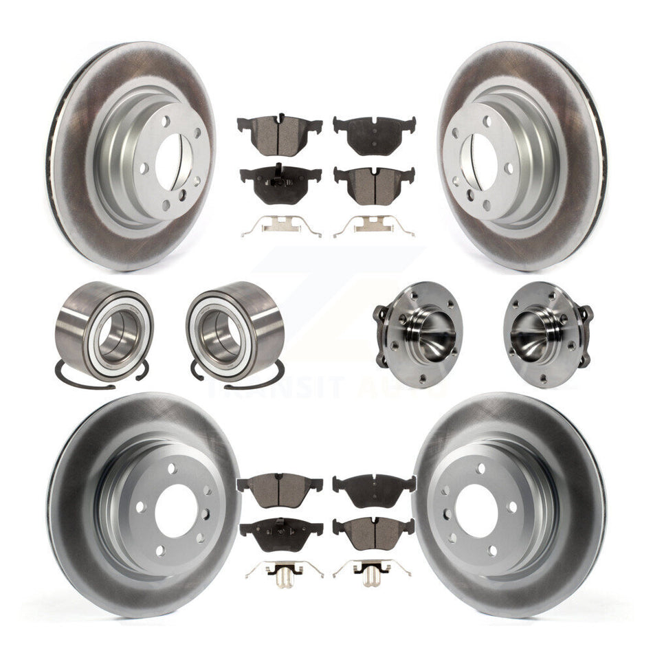 Front Rear Wheel Hub Bearings Assembly Coated Disc Brake Rotors And Semi-Metallic Pads Shoes Kit (10Pc) For 2006 BMW 330i KBB-116087