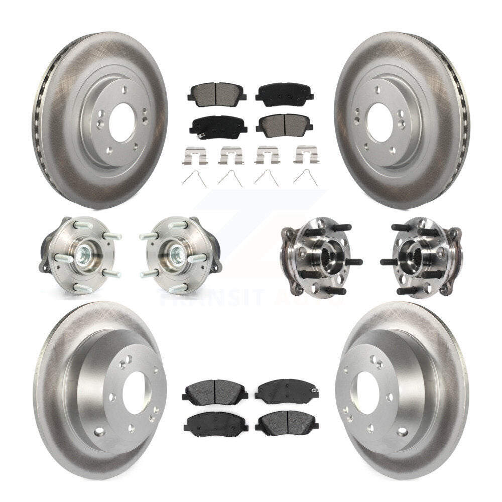 Front Rear Hub Bearing Coated Disc Brake Rotor Pad Kit (10Pc) For Hyundai Santa Fe XL FWD KBB-116091
