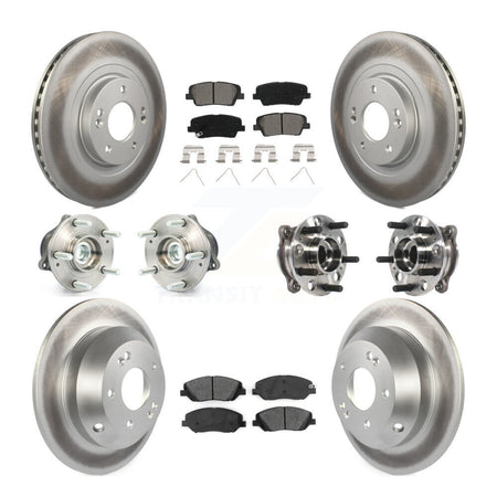 Front Rear Hub Bearing Coated Disc Brake Rotor Pad Kit (10Pc) For Hyundai Santa Fe XL FWD KBB-116091