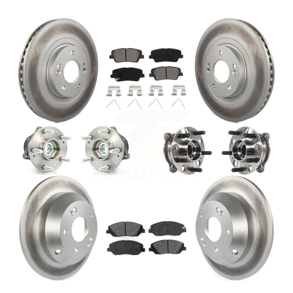 Front Rear Hub Bearing Coated Disc Brake Rotor Pad Kit (10Pc) For Hyundai Santa Fe XL FWD KBB-116091