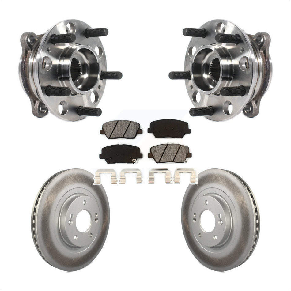 Front Hub Bearing Assembly With Coated Disc Brake Rotors And Semi-Metallic Pads Kit For 2015-2016 Hyundai Santa Fe Sport 2.4L 2.0L KBB-116109