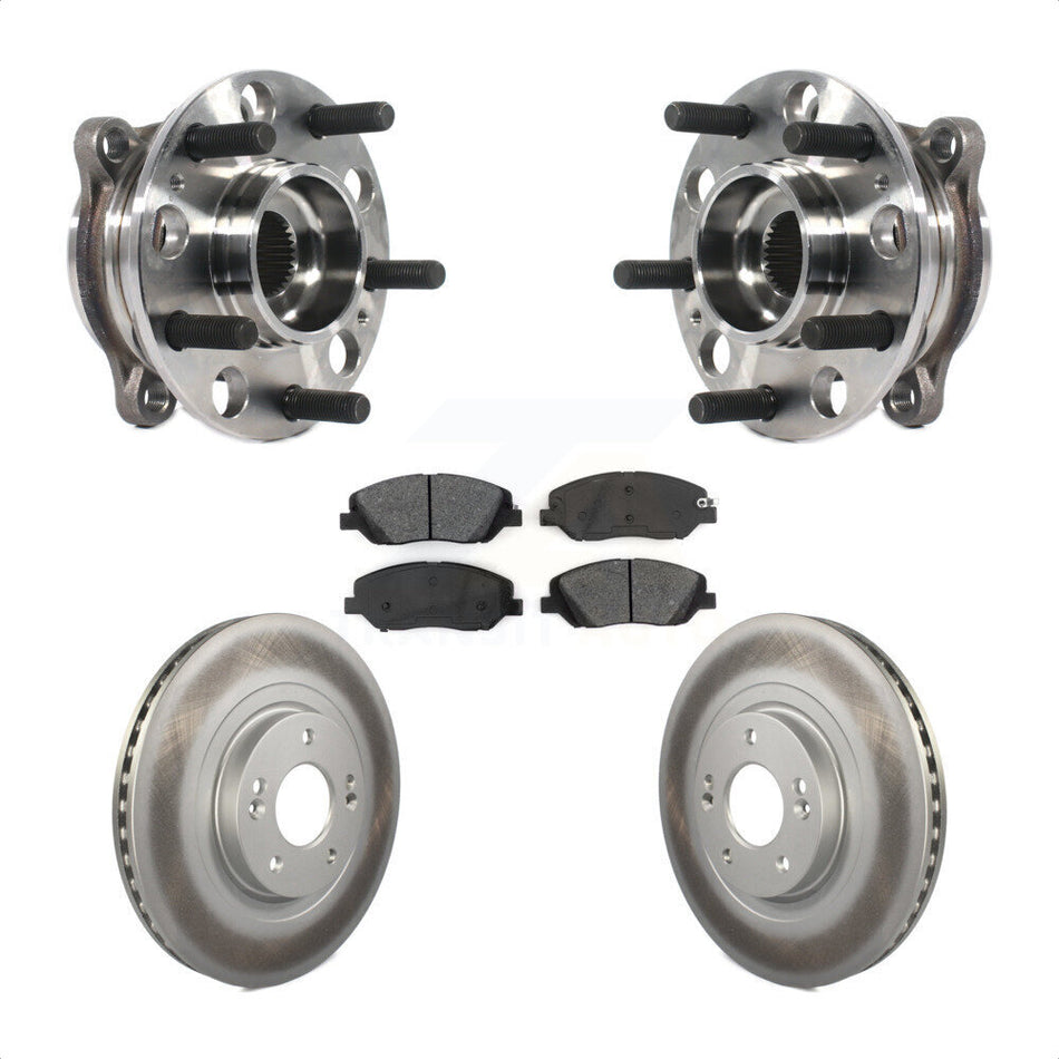 Front Hub Bearing Assembly With Coated Disc Brake Rotors And Semi-Metallic Pads Kit For Hyundai Santa Fe XL KBB-116111
