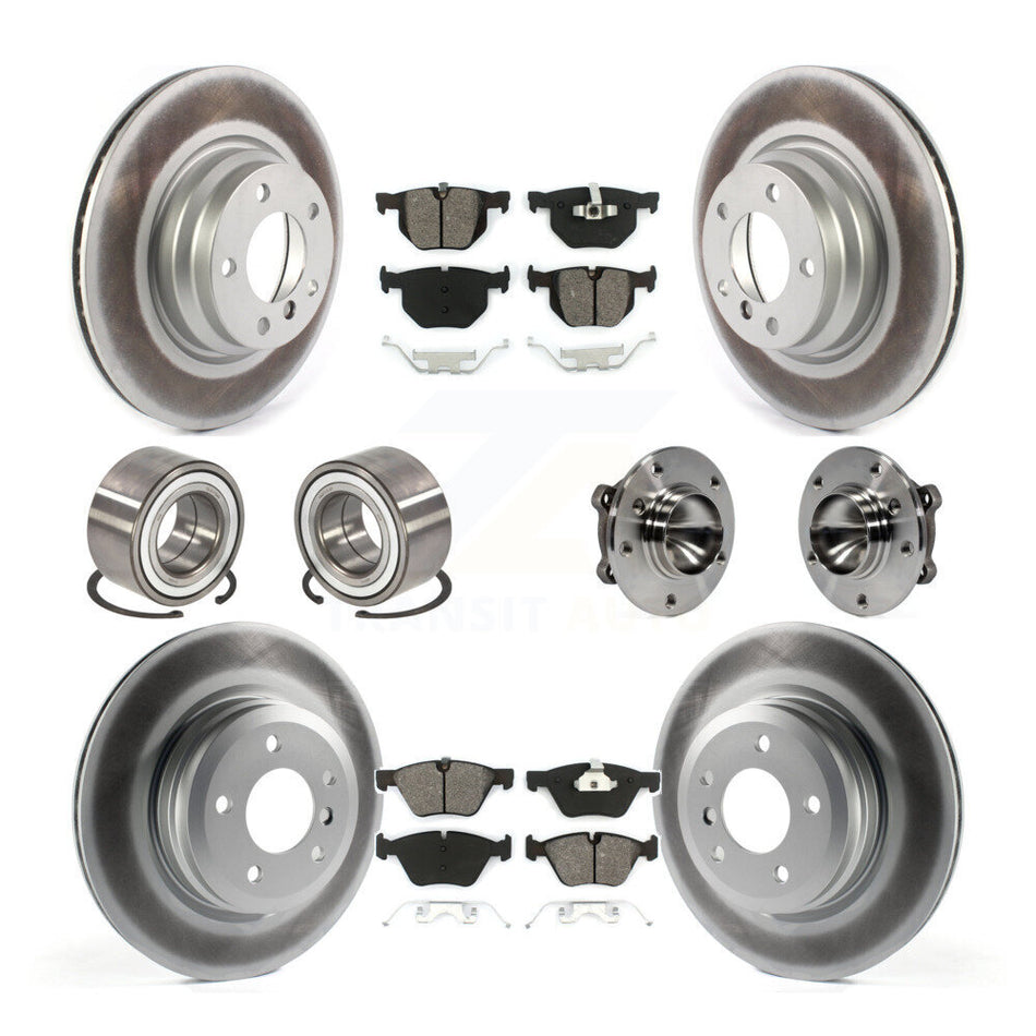 Front Rear Wheel Hub Bearings Assembly Coated Disc Brake Rotors And Semi-Metallic Pads Shoes Kit (10Pc) For 2006 BMW 330i KBB-116117