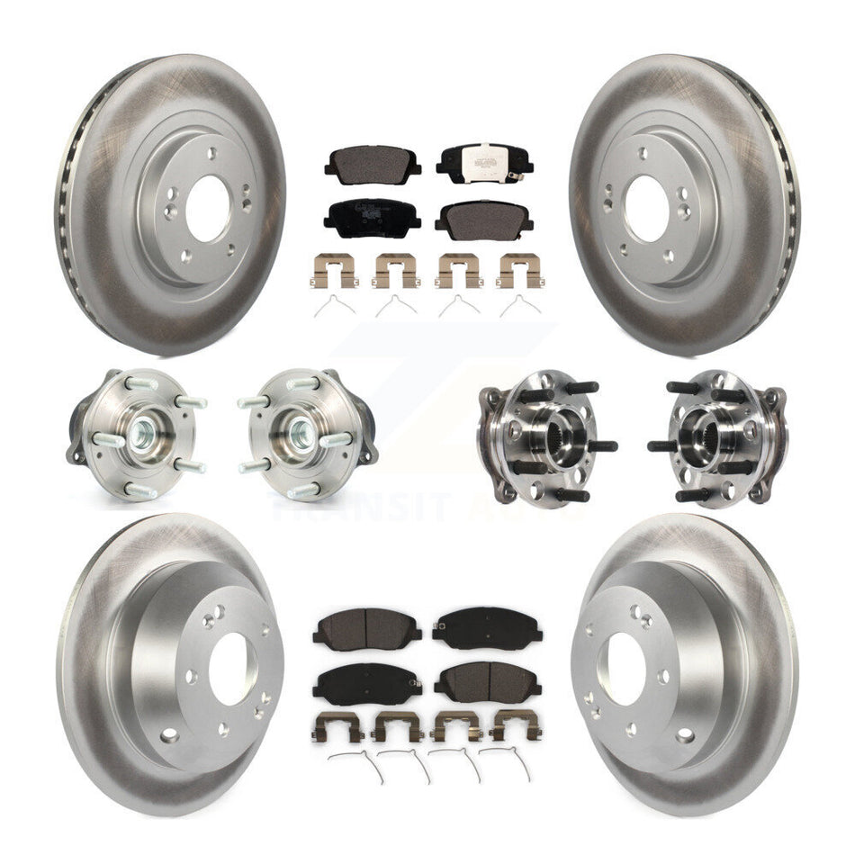 Front Rear Hub Bearings Assembly Coated Disc Brake Rotors And Ceramic Pads Kit (10Pc) For Hyundai Santa Fe XL FWD KBB-116121