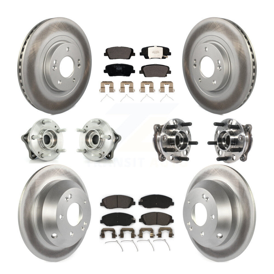 Front Rear Hub Bearings Assembly Coated Disc Brake Rotors And Ceramic Pads Kit (10Pc) For Hyundai Santa Fe XL AWD KBB-116131