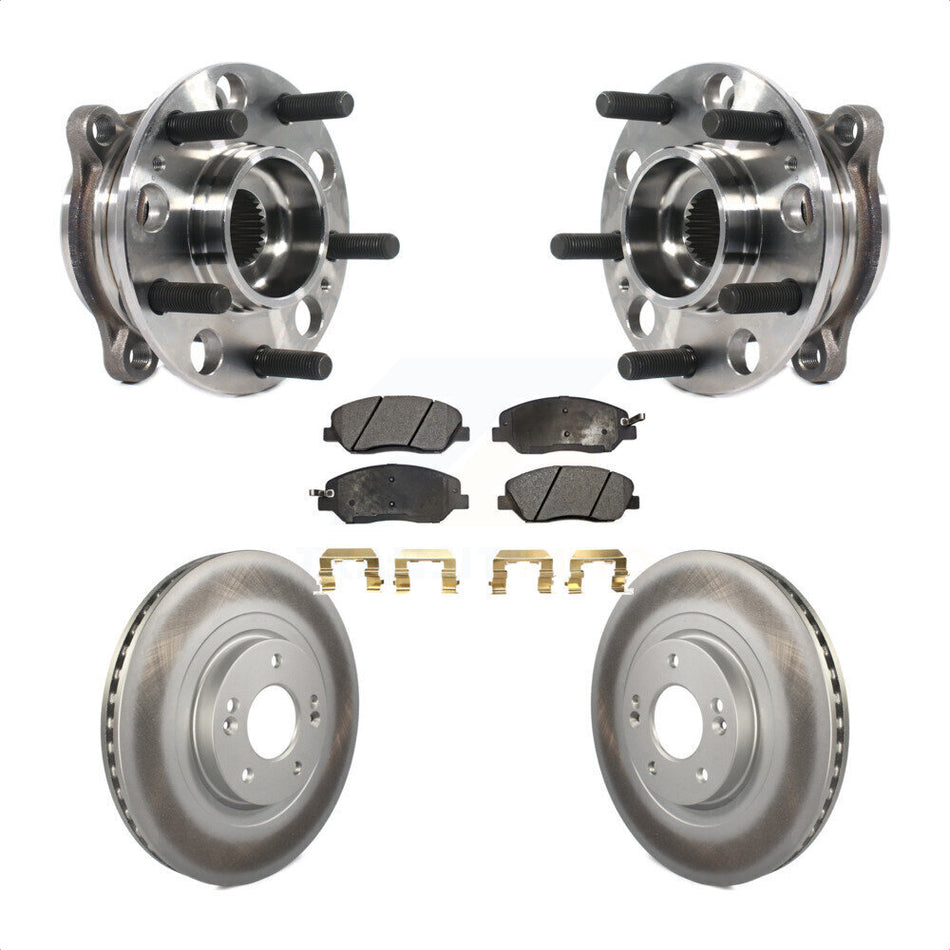 Front Hub Bearing Assembly With Coated Disc Brake Rotors And Ceramic Pads Kit For 2015-2016 Hyundai Santa Fe XL 3.3L KBB-116139