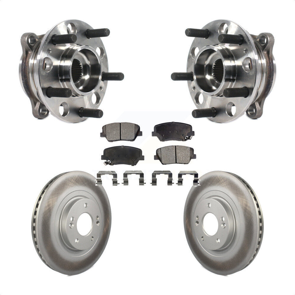 Front Hub Bearing Assembly With Coated Disc Brake Rotors And Ceramic Pads Kit For 2015-2016 Hyundai Santa Fe Sport 2.4L 2.0L KBB-116140