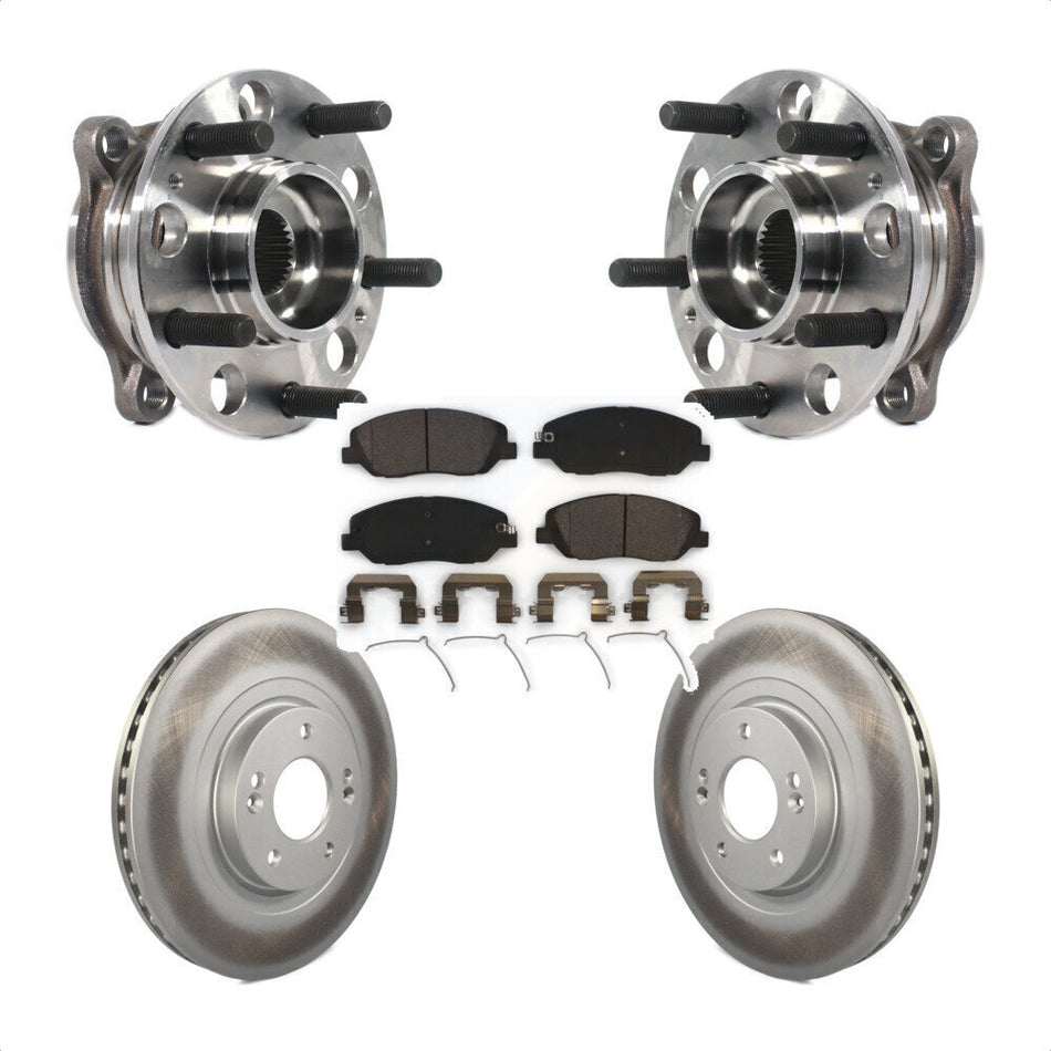 Front Hub Bearing Assembly With Coated Disc Brake Rotors And Ceramic Pads Kit For Hyundai Santa Fe XL KBB-116142