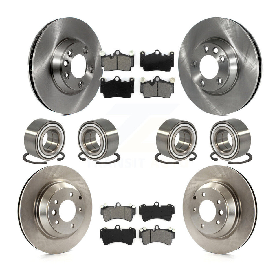 Front Rear Wheel Bearings Disc Brake Rotors And Semi-Metallic Pads Kit (10Pc) For 2011-2012 Audi Q7 With 358mm Diameter Rotor KBB-116177