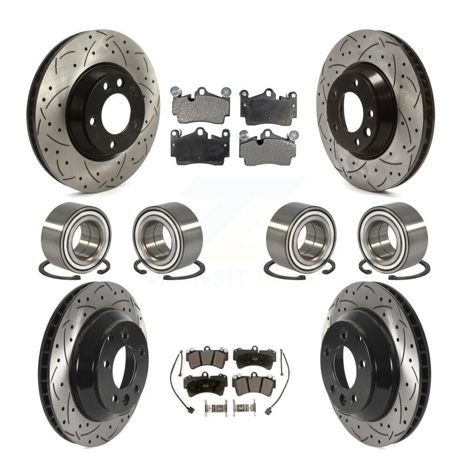 Front Rear Wheel Bearings Coated Disc Brake Rotors And Semi-Metallic Pads Kit (10Pc) For Audi Q7 Volkswagen Touareg KBB-116181