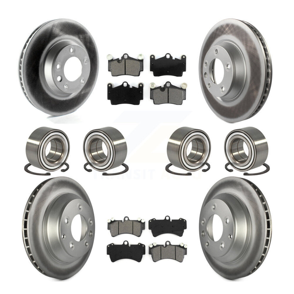Front Rear Wheel Bearings Coated Disc Brake Rotors And Semi-Metallic Pads Kit (10Pc) For Audi Q7 Volkswagen Touareg KBB-116191