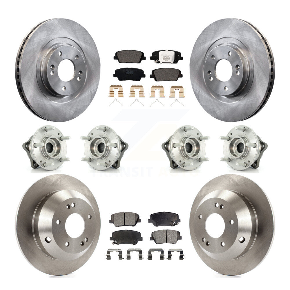 Front Rear Hub Bearing Disc Brake Rotor And Pads Kit (10Pc) For 2014-2015 Kia Sorento AWD KBB-116220