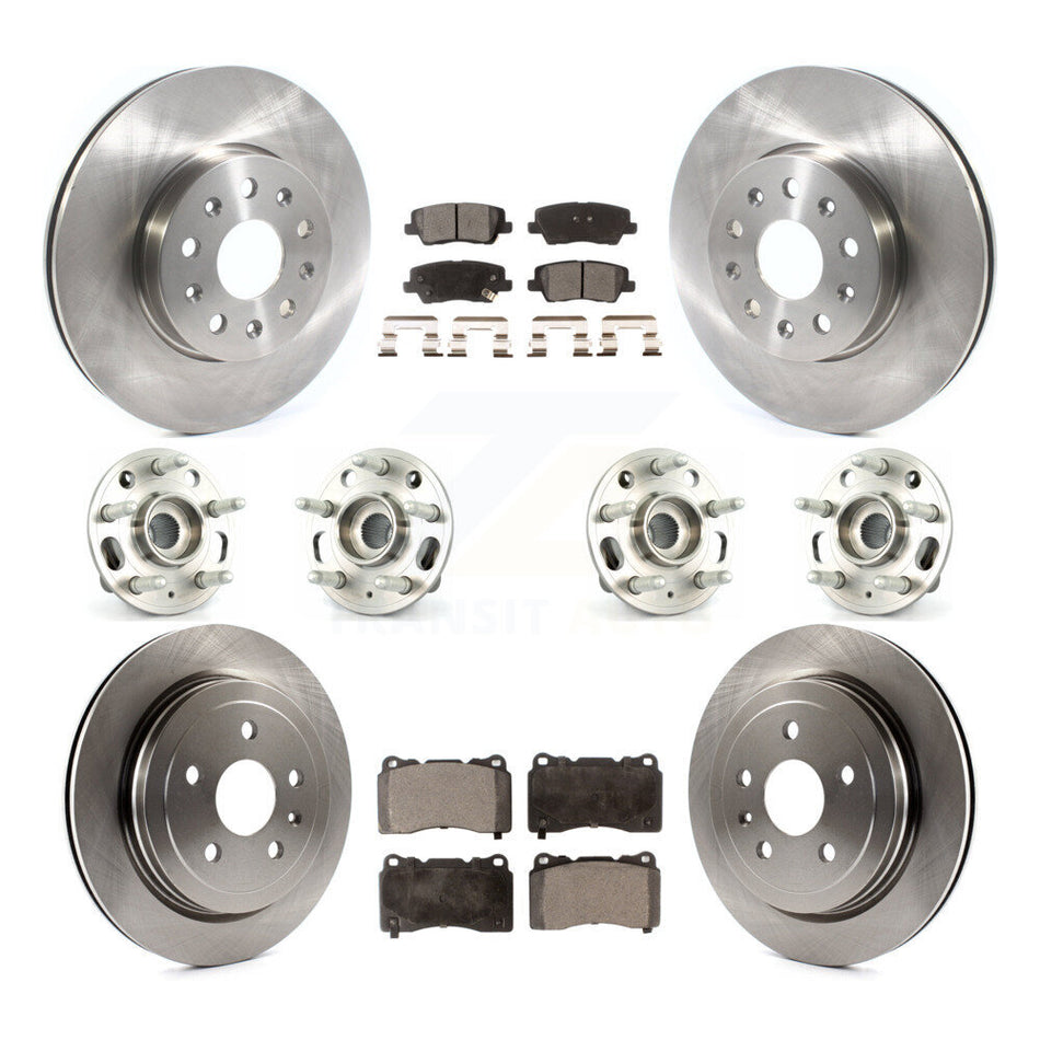 Front Rear Hub Bearings Assembly Disc Brake Rotors And Ceramic Pads Kit (10Pc) For Cadillac CTS With 17" Factory Wheels KBB-116229