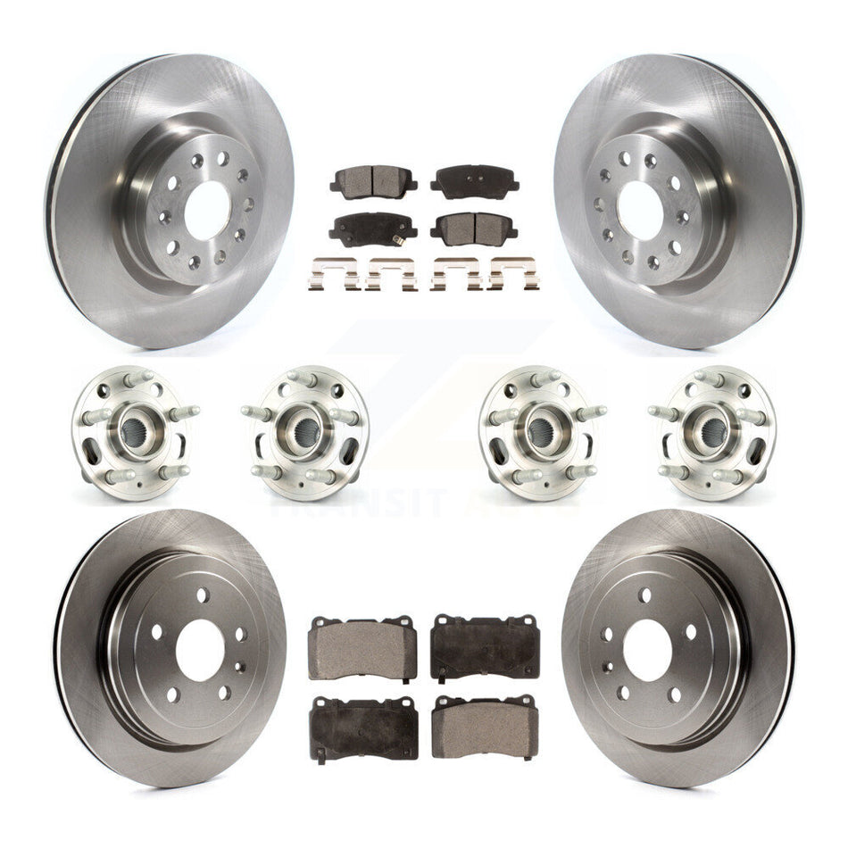 Front Rear Hub Bearings Assembly Disc Brake Rotors And Ceramic Pads Kit (10Pc) For Cadillac CTS With 18" Factory Wheels KBB-116230