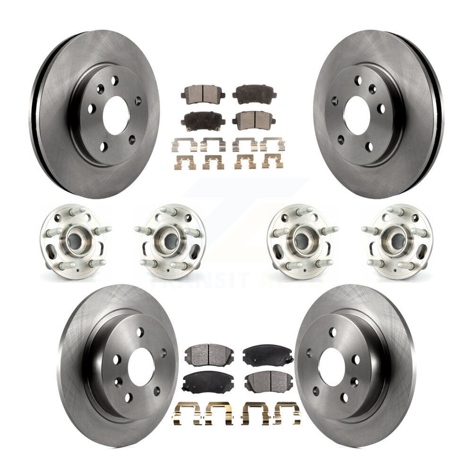Front Rear Hub Bearings Assembly Disc Brake Rotors And Ceramic Pads Kit (10Pc) For 2013-2015 Chevrolet Malibu Naturally Aspirated KBB-116231