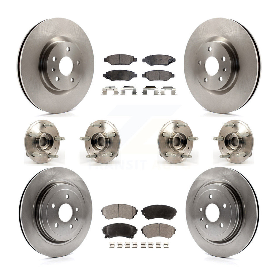 Front Rear Hub Bearings Assembly Disc Brake Rotors And Ceramic Pads Kit (10Pc) For Cadillac CTS With Heavy Duty Brakes KBB-116250