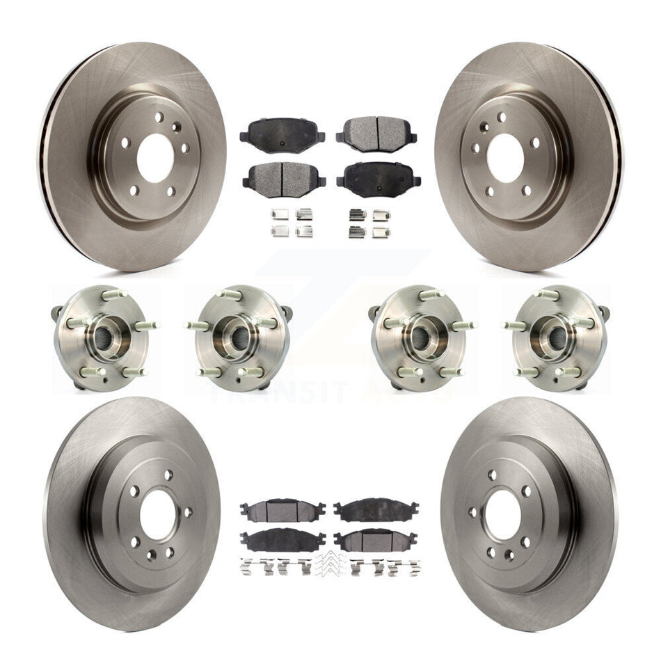 Front Rear Hub Bearings Assembly Disc Brake Rotors And Ceramic Pads Kit (10Pc) For Ford Taurus Flex Lincoln MKT MKS KBB-116257