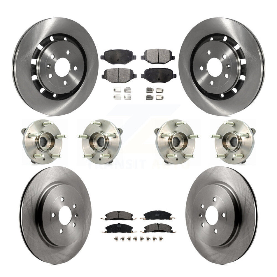 Front Rear Hub Bearings Assembly Disc Brake Rotors And Ceramic Pads Kit (10Pc) For Lincoln MKS Ford Flex Taurus MKT KBB-116259