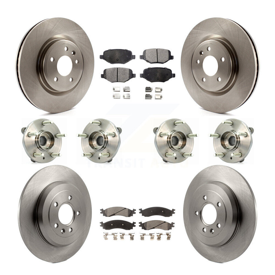 Front Rear Hub Bearings Assembly Disc Brake Rotors And Ceramic Pads Kit (10Pc) For 2010-2012 Ford Taurus SHO KBB-116261