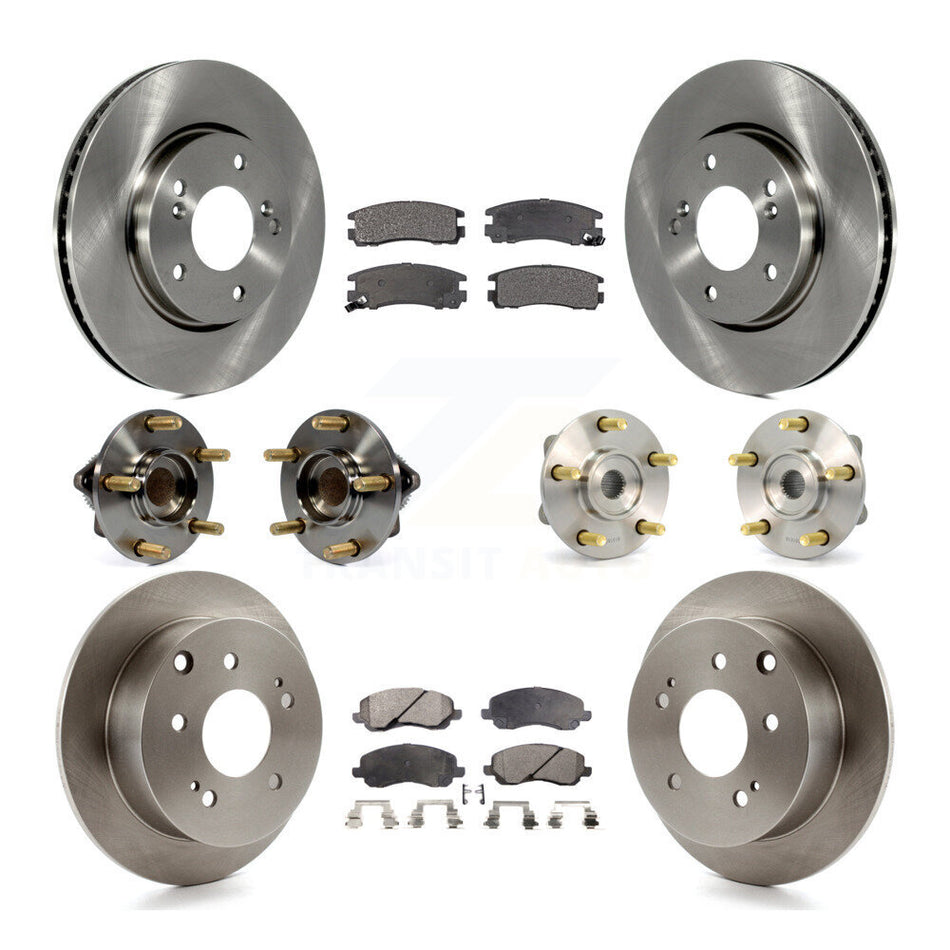 Front Rear Hub Bearings Assembly Disc Brake Rotors And Ceramic Pads Kit (10Pc) For 2008 Mitsubishi Galant ES with 2.4L 4-Wheel ABS KBB-116262