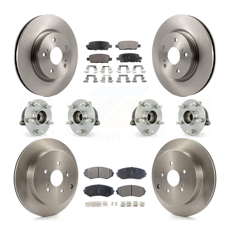 Front Rear Hub Bearings Assembly Disc Brake Rotors And Ceramic Pads Kit (10Pc) For 2009-2013 Suzuki Grand Vitara KBB-116281