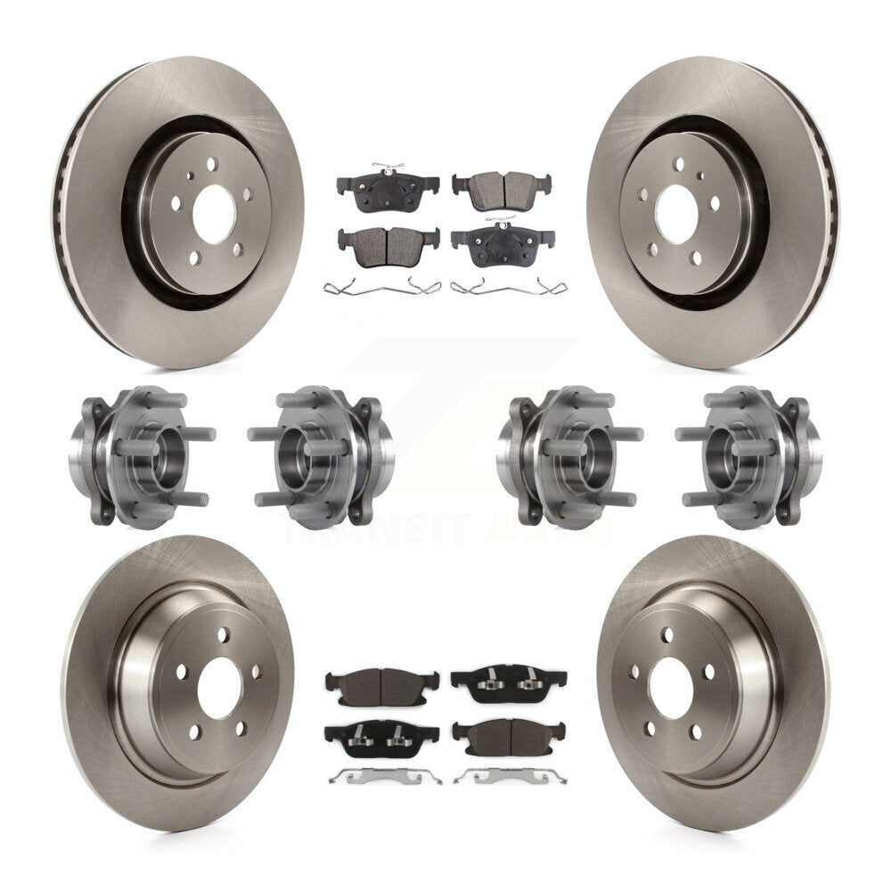 Front Rear Hub Bearing Brake Rotor Pads Kit (10Pc) For Ford Edge Lincoln Nautilus MKX AWD KBB-116288