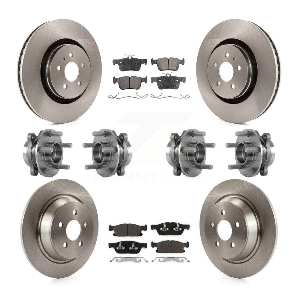 Front Rear Hub Bearing Brake Rotor Pads Kit (10Pc) For Ford Edge Lincoln Nautilus MKX AWD KBB-116288