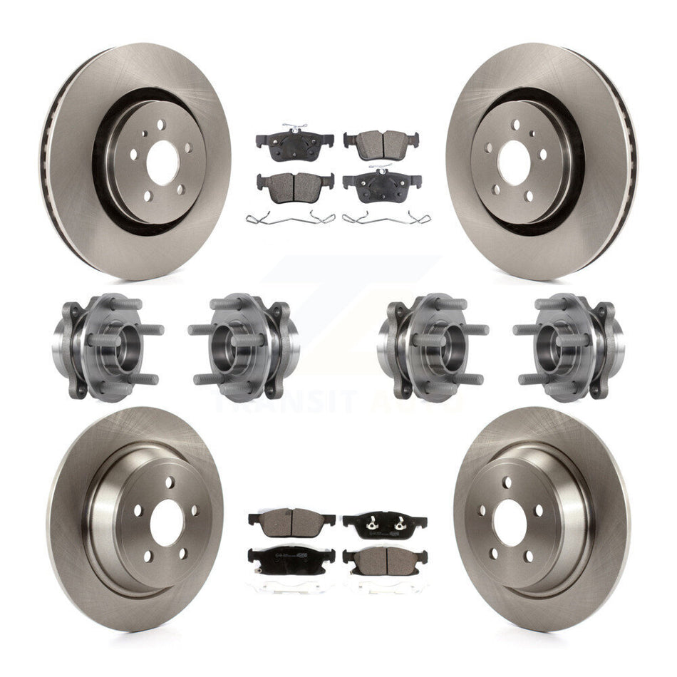 Front Rear Hub Bearings Disc Brake Rotors And Pads Kit (10Pc) For Lincoln Continental AWD KBB-116289