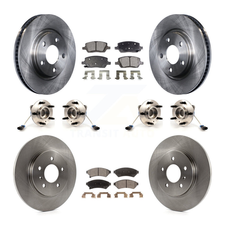 Front Rear Hub Bearings Assembly Disc Brake Rotors And Ceramic Pads Kit (10Pc) For 2005-2005 Chevrolet Uplander Pontiac Montana Buick Terraza KBB-116296