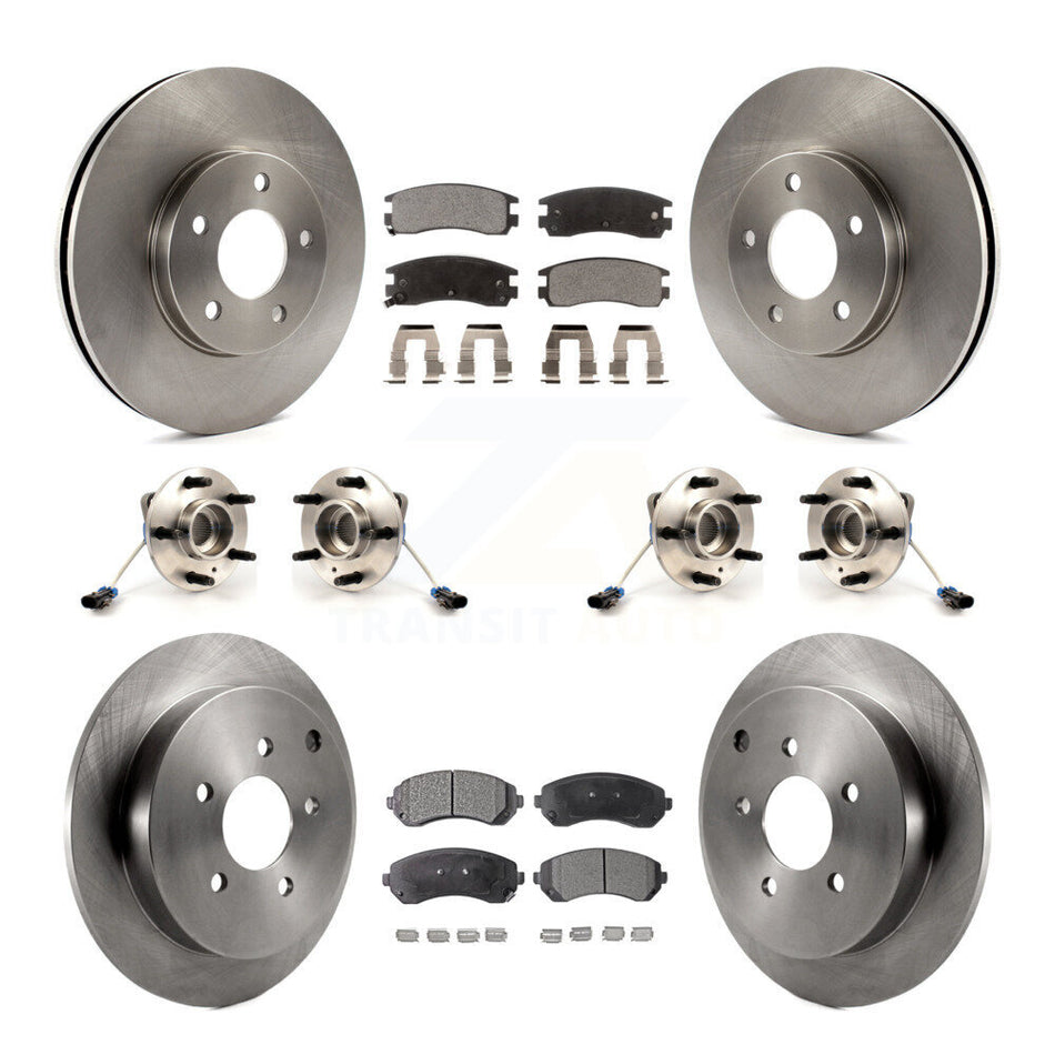 Front Rear Hub Bearings Assembly Disc Brake Rotors And Ceramic Pads Kit (10Pc) For Buick Rendezvous Chevrolet Venture Pontiac Montana Aztek Oldsmobile Silhouette KBB-116297
