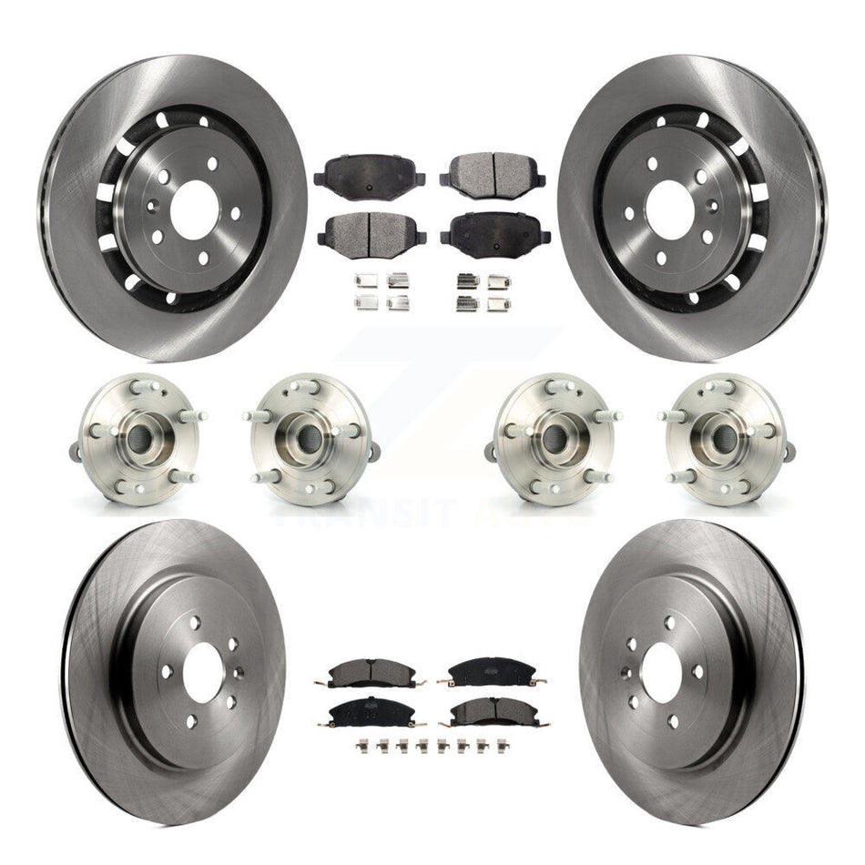 Front Rear Hub Bearings Assembly Disc Brake Rotors And Ceramic Pads Kit (10Pc) For Ford Explorer Police Interceptor Utility KBB-116308